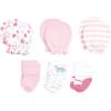 image:imageHudson Baby Unisex Baby Caps Or Headbands Bibs Mittens and Socks 12pc SetPink Dinosaur