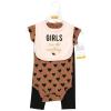 image:imageHudson Baby Unisex Baby Cotton Bodysuit Pant and Bib Set Peace Love Flowers NewbornCinnamon Hearts
