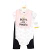 image:imageHudson Baby Unisex Baby Cotton Bodysuit Pant and Bib Set Peace Love Flowers NewbornDaddys Little Princess