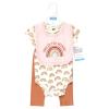 image:imageHudson Baby Unisex Baby Cotton Bodysuit Pant and Bib Set Peace Love Flowers NewbornSunshine Rainbows