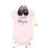 image:imageHudson Baby Unisex Baby Cotton Bodysuit Pant and Shoe SetGirl Mommy Pink Navy