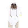 image:imageHudson Baby Unisex Baby Cotton Bodysuit Pant and Shoe SetTaupe Mint Suspender