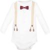 image:imageHudson Baby Unisex Baby Cotton Layette SetBurgundy Tan Suspenders
