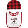 image:imageHudson Baby Unisex BabyCotton Bib and Headband or Caps SetMoose Wonderful Time