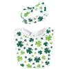 image:imageHudson Baby Unisex BabyCotton Bib and Headband or Caps SetSt Patricks Rainbow