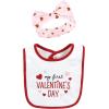 image:imageHudson Baby Unisex BabyCotton Bib and Headband or Caps SetValentine Sweetheart