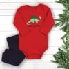 image:imageHudson Baby Unisex Cotton Bodysuit and Pant SetChristmasaurus