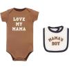 image:imageHudson Baby Unisex Cotton Sleep and Play Bodysuit and Bandana Bib SetBrown Navy Mamas Boy