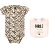 image:imageHudson Baby Unisex Cotton Sleep and Play Bodysuit and Bandana Bib SetCinnamon Hearts