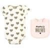 image:imageHudson Baby Unisex Cotton Sleep and Play Bodysuit and Bandana Bib SetLeopard Hearts