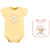 image:imageHudson Baby Unisex Cotton Sleep and Play Bodysuit and Bandana Bib SetPeace Love Flowers