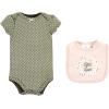 image:imageHudson Baby Unisex Cotton Sleep and Play Bodysuit and Bandana Bib SetSage Floral Wreath
