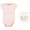 image:imageHudson Baby Unisex Cotton Sleep and Play Bodysuit and Bandana Bib SetSoft Painted Floral