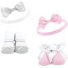 image:imageHudson Baby babygirls 12pc Headband and Socks SetPink Gray Gold Sequin