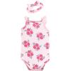 image:imageHudson Baby girls Sleeveless Bodysuit and Headband SetBaby and Toddler TShirt SetPink Navy Roses
