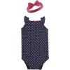 image:imageHudson Baby girls Sleeveless Bodysuit and Headband SetBaby and Toddler TShirt SetPink Navy Roses