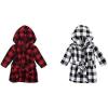 image:imageHudson Baby Boy Plush Animal Face Bathrobe 2Pack Narwhal DinosaurRed Black Plaid Black Plaid