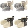 image:imageHudson Baby Fleece Toddler Slipper Booties with Non Skid Bottom 4 PackCream and Gray