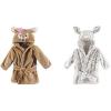 image:imageHudson Baby Girl Plush Animal Face Bathrobe 2Pack Pink Owl Blue Whimsical UnicornFawn Zebra