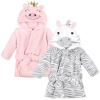 image:imageHudson Baby Unisex Baby 2Pc Plush Animal Face Bathrobe Pig Gray Zebra 09 MonthsPig Gray Zebra