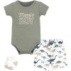 image:imageHudson Baby Unisex Baby Bodysuit Short and Sock 3Piece SetMamas Boy Sage Dino