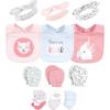 image:imageHudson Baby Unisex Baby Caps Or Headbands Bibs Mittens and Socks 12pc SetPink Safari