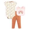 image:imageHudson Baby Unisex Baby Cotton Bodysuit Pant and Bib Set Peace Love Flowers NewbornSunshine Rainbows