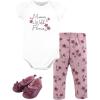 image:imageHudson Baby Unisex Baby Cotton Bodysuit Pant and Shoe Set Plum Wildflower 69 Months