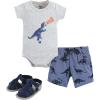 image:imageHudson Baby Unisex Baby Cotton Bodysuit Shorts and Shoe SetDino Roar