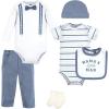 image:imageHudson Baby Unisex Baby Cotton Layette SetBlue Suspenders