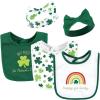 image:imageHudson Baby Unisex BabyCotton Bib and Headband or Caps SetSt Patricks Rainbow