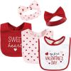 image:imageHudson Baby Unisex BabyCotton Bib and Headband or Caps SetValentine Sweetheart