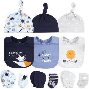 image:imageHudson Baby Baby Caps Or Headbands Bibs Mittens and Socks 12pc SetSpace