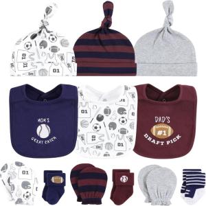 image:imageHudson Baby Baby Caps Or Headbands Bibs Mittens and Socks 12pc SetSports