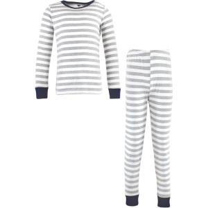 image:imageHudson Baby Baby Cotton Pajama SetGray Stripe Navy