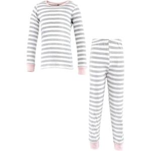 image:imageHudson Baby Baby Cotton Pajama SetGray Stripe Pink