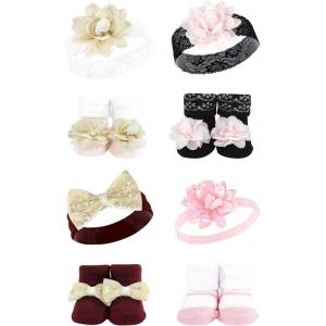 image:imageHudson Baby Baby Girls 8pc Headband and Socks SetLace Flower