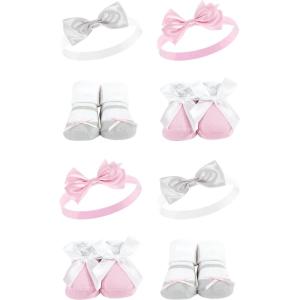 image:imageHudson Baby Baby Girls 8pc Headband and Socks SetPink Gray