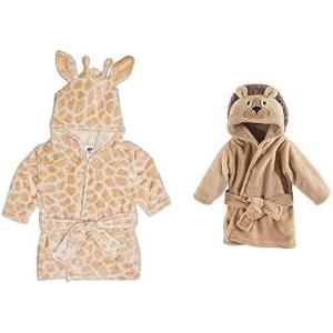 image:imageHudson Baby Boy Plush Animal Face Bathrobe 2Pack Giraffe Lion