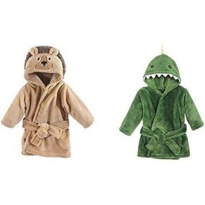 image:imageHudson Baby Boy Plush Animal Face Bathrobe 2Pack Narwhal DinosaurLion Dinosaur