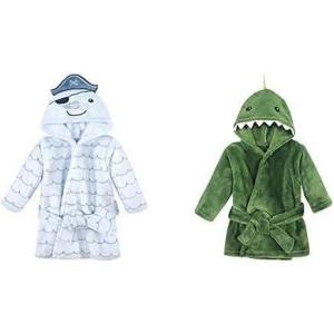 image:imageHudson Baby Boy Plush Animal Face Bathrobe 2Pack Narwhal DinosaurNarwhal Dinosaur