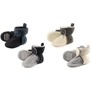 image:imageHudson Baby Cozy Fleece Booties 4PackBlue GrayCream Gray