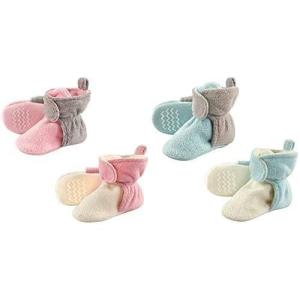 image:imageHudson Baby Cozy Fleece Booties 4PackLt Pink CreamMint Gray