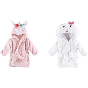 image:imageHudson Baby Girl Plush Animal Face Bathrobe 2Pack Pink Owl Blue Whimsical UnicornBlue Whimsical Unicorn Bunny
