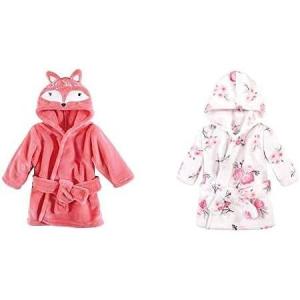 image:imageHudson Baby Girl Plush Animal Face Bathrobe 2Pack Pink Owl Blue Whimsical UnicornBoho Fox Pink Floral