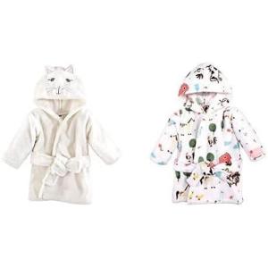 image:imageHudson Baby Girl Plush Animal Face Bathrobe 2Pack Pink Owl Blue Whimsical UnicornKitty Farm Animals