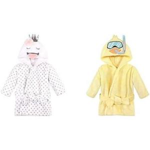 image:imageHudson Baby Girl Plush Animal Face Bathrobe 2Pack Swan Scuba Duck