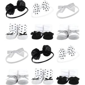 image:imageHudson Baby Girls Headband and Socks GiftsetBlack Silver