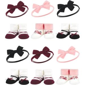 image:imageHudson Baby Girls Headband and Socks GiftsetBurgundy Black