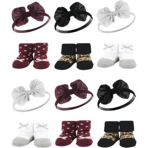 image:imageHudson Baby Girls Headband and Socks GiftsetBurgundy Leopard